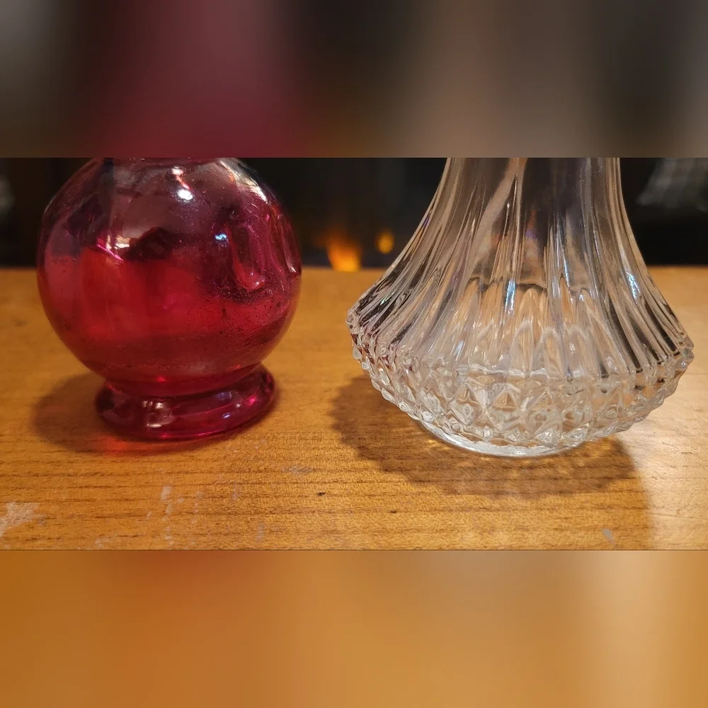 Lamplight Farms Clear Glass Mini Oil Kerosene Light no top + Hong Kong pink lamp